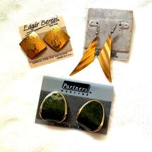 Bundle of 3 Pairs 80s Fashion Pierced Earrings Lerner, Edgar Berebi and Mervyns